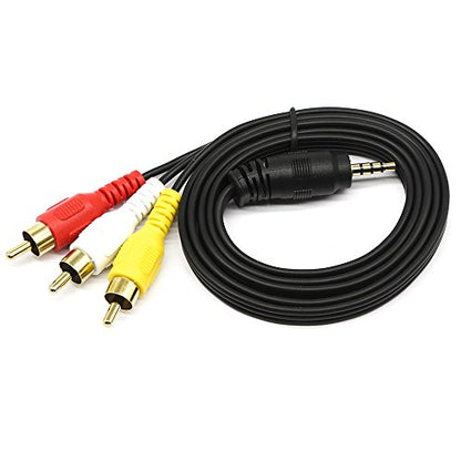 QiCheng&LYS 3.5 mm to RCA AV Camcorder Video Cable,3.5mm Male to 3RCA Male Stereo Audio Video AUX Cable for Smartphones,MP3, Tablets,Speakers,Home Theater - 3.5mm Straight 1m - size: 3.5mm Straight 1.0m