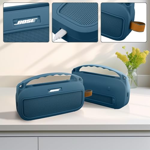 co2CREA Hard and Silicone Case for Bose SoundLink Flex 2/1,Twilight Blue | 2nd Gen Compatibility, Dual-Layer Protection, EVA Hard Shell, Silicone Cover, Adjustable Shoulder Strap, Aluminum Carabiner - color: Twilight Blue Case