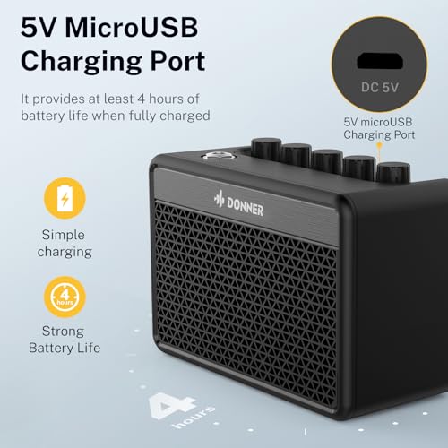 Donner Mini Guitar Amp Small Electric Amplifier 5W Portable, Practice Guitar Combo Amp DA-10 - color: Black