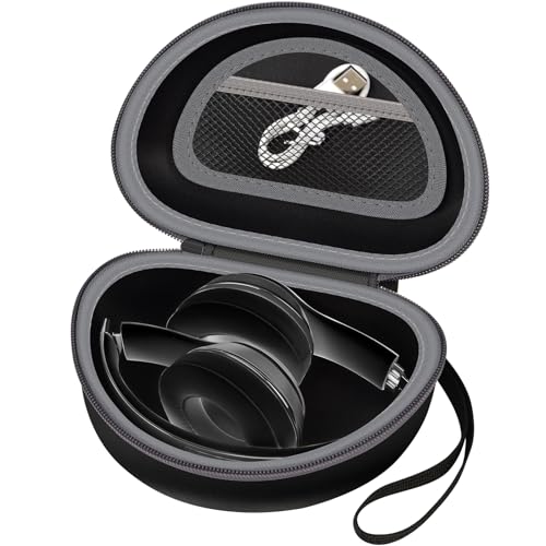 COMECASE Case for Beats Solo 4/Studio Pro Headphones with Mesh Pocket | Water-Resistant Hard Shell, Mesh Pocket for Cables, Travel Storage, Fits Solo 2/3, Solo Pro and Studio3, Black+Grey Zipper - color: Black+Grey Zipper