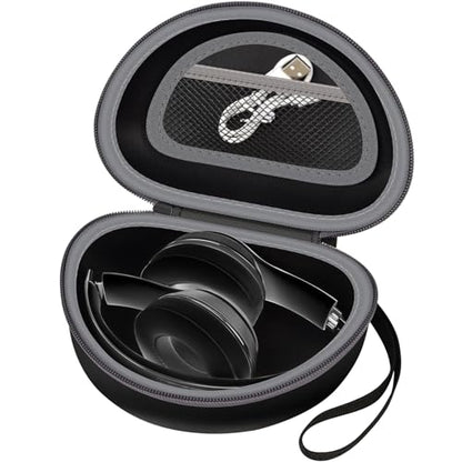 COMECASE Case for Beats Solo 4/Studio Pro Headphones with Mesh Pocket | Water-Resistant Hard Shell, Mesh Pocket for Cables, Travel Storage, Fits Solo 2/3, Solo Pro and Studio3, Black+Grey Zipper - color: Black+Grey Zipper