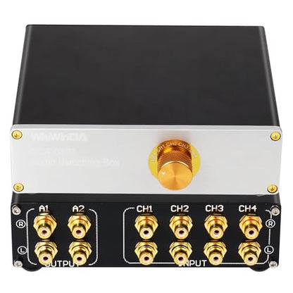 4-in 2-Out Pro RCA Audio Switch Box Audio Converter 4 Channels 4-in 2-Out HiFi Stereo Passive Audio Selector Switcher Box Aluminum Shell Quality RCA Connectors (WDRCA-4-In 2-Out) - size: RCA 4-In-2-Out