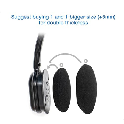 Universal Foam Ear Pads Cushion 70mm,2.76", 5Pairs Premium 4-5mm Thickness High Density Foam Headphone Earpads for Music, Gaming, Office & Call Center Headsets