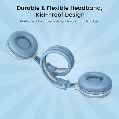SIMOLIO Manyshare Kids Wireless Headphones with Case & Mic, Audio Sharing | Share One Audio Source with Multiple Headphones Wirelessly. Kids Bluetooth Headphones for Classroom, Family Trips & Parties - color: Green+Blue
