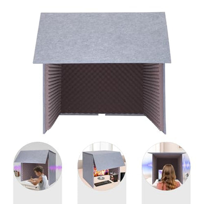 Desktop Soundproof Cover, 80x80cm Portable Vocal Isolation Booth with Acoustic Foam, Microphone Isolation Booth Cube, Noise Reducing Shield for Microphone, Streaming, and Office Privacy (Purple) - color: Purple