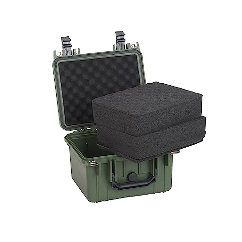 MEIJIA Portable All Weather IP67 Waterproof Camera Case,hard case with Customizable Fit Foam,Fit Use of Drones,Camera,Equipments,10.62 x9.68x6.87inches(Green) - color: Green, size: 10.62 x 9.68 x 6.87 inches