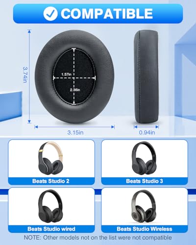 FEYCH Replacement Ear Pads for Beats Studio 3 & Studio 2 Wireless Over Ear Headphone - color: Titanium