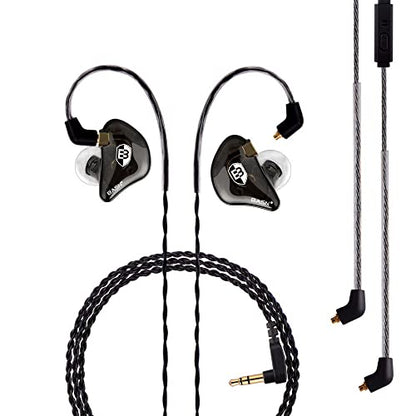 BASN Bsinger Pro in Ear Monitor,Dual Drivers MMCX IEM Earphone(Clear Black) | HiFi Wired IEM Earbud,Portable Case,Ergonomic Fit Headphone,Two 4.9ft Detachable Cables,for Beginner Musician,Singer,Drummer - color: Black