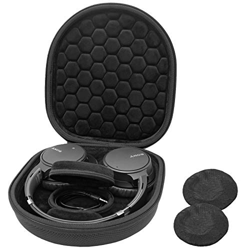 ProCase Hard Travel Case for Sony Headphones -Black | Fits WH-CH720N/WH-CH710N/WH-CH520/WH-CH510/WH-1000XM5/WH-1000XM4/WH-XB910N & Bose 700, Carrying Bag with 2 Dust Covers - color: Black