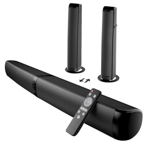 MZEIBO Sound Bar, 90W Soundbar for Smart TV, Bluetooth/ARC/Optical/AUX Connect, Detachable Design with Deep Bass for TV/PC/Gaming/Projector - 2-in-1 Home Theater Audio