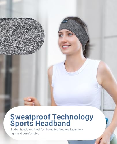 Perytong Sleep Headphones Wireless, Bluetooth Sports Headband Headphones with Ultra-Thin HD Stereo Speakers Perfect for Sleeping,Workout,Jogging,Yoga,Insomnia, Air Travel, Meditation (Charcoal Grey) - color: Charcoal Grey