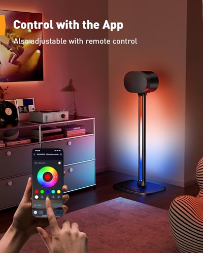 Perlegear Speaker Stands Pair Sonicbeam™ with RGB Lighting for Sonos Era 300, Era 100 & One SL, Universal Surround Sound Speaker Stand Holds to 22 lbs with Cable Management, App & Remote Control - size: Black with LED Light