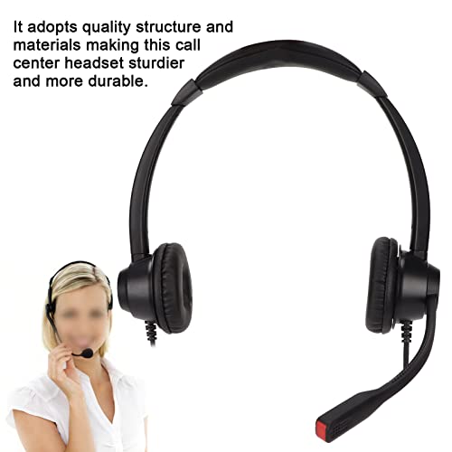 2.5mm Office Headset, Dual Ear Telephone Headphone with Noise Cancelling Microphone, Binaural Customer Service Headphones for Phone Sales Hospitals Banks, Comfortable ABS Material