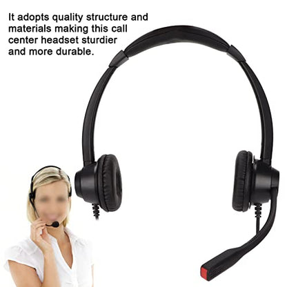 2.5mm Office Headset, Dual Ear Telephone Headphone with Noise Cancelling Microphone, Binaural Customer Service Headphones for Phone Sales Hospitals Banks, Comfortable ABS Material