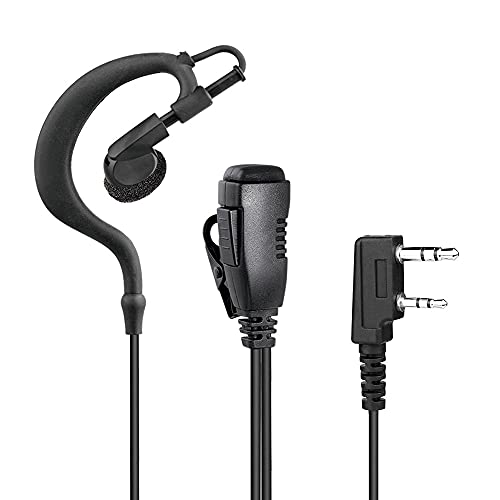 Two Way Radio Earpiece with PTT Compatible with Kenwood 2.5mm+3.5mm 2-Pin Walkie Talkie Headsets Single Wire Mic Headphone
