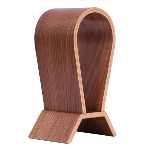 Wood Headphone Stand for Desk - Headset Holder Cute Gaming Wooden Headphones Hanger Hook Rack Base Storage Head Phone Accessories - color: Walnut Ladder