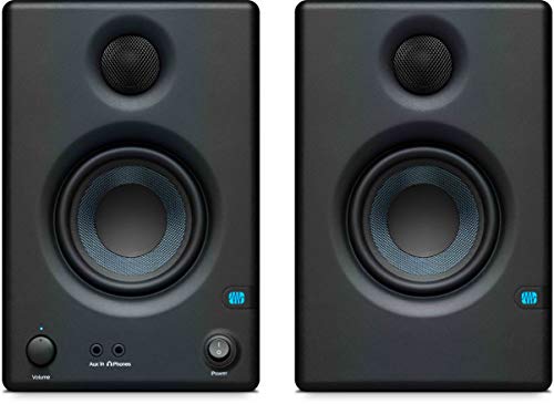 PreSonus Eris E3.5 Studio Monitor Pair Bundle with Isolation Pads, XLR Cables, TRS Cables, and Austin Bazaar Polishing Cloth - size: Bundle w/ Isolation Pads, style: E3.5