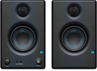 PreSonus Eris E3.5 Studio Monitor Pair Bundle with Isolation Pads, XLR Cables, TRS Cables, and Austin Bazaar Polishing Cloth - size: Bundle w/ Isolation Pads, style: E3.5