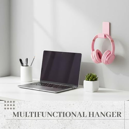 Weewooday 4 Pieces Headphone Hanger Headset Stand Holder, Pink | Adhesive Wall Mount Headphone Hook under Desk Acrylic Gaming Earphones Hanger for Earphone Controller - color: Pink