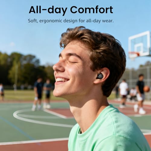 TOZO A1 Wireless Earbuds Bluetooth 5.3 Light Weight in Ear Headphones | IPX5 Waterproof, 2 Mics for AI Calls, Immersive Premium Sound Bass Ear buds with Charging Case, 32 Presets EQ via TOZO App - color: Black