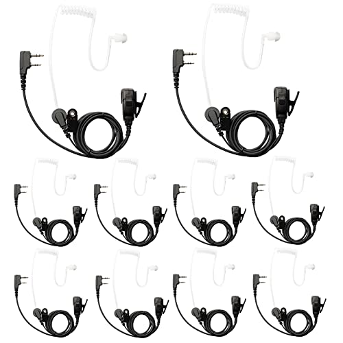10 PCS UV-5R Earpiece Surveillance Kit Compatible with BTECH, Retevis RT21 RT22, Kenwood, Arcshell AR-5 Walkie Talkie Radio with PTT Mic Tansparent Acoustic Tube Headset - color: for Baofeng radio, size: 10 PCS