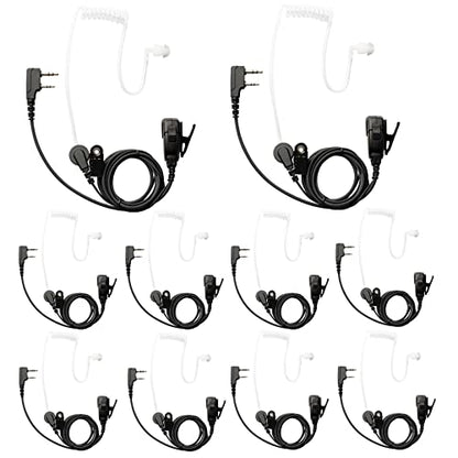 10 PCS UV-5R Earpiece Surveillance Kit Compatible with BTECH, Retevis RT21 RT22, Kenwood, Arcshell AR-5 Walkie Talkie Radio with PTT Mic Tansparent Acoustic Tube Headset - color: for Baofeng radio, size: 10 PCS