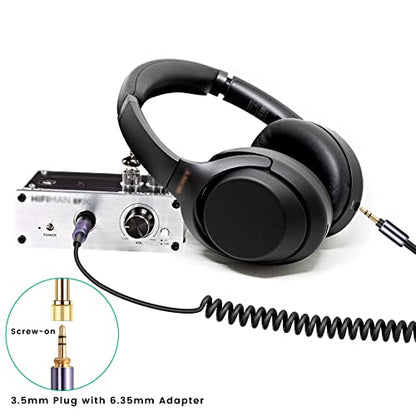 WH-1000XM3 Coiled Audio Cable for Sony WH-1000XM4, WH-1000XM2 Headsets | 1/8" Extension Cord with 1/4" Adapter for PS5 PS4 PC Smartphone Xbox One, 4ft to 14ft Long