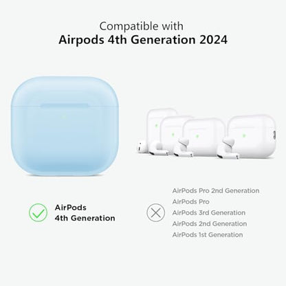 Aircawin Airpods 4 Case - Clear, Protective, Transparent TPU Case with Keychain - Blue - color: Clear Blue, size: Airpods 4