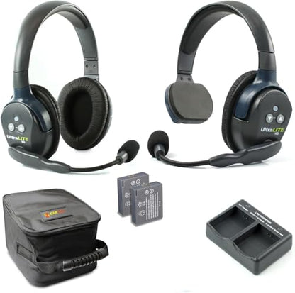 Eartec UL2SD Ultralite-HD 2-Person Full Duplex Wireless Intercom Headset Communication System, Single and Dual Ear Headsets, Up to 1000ft Range, U.S. Company - size: 1 Single, 1 Double