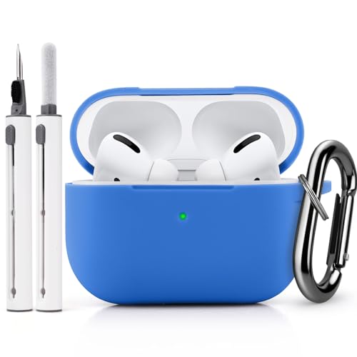 for AirPods Pro/Pro 2 Case Cover with Kit, Soft Silicone Protective Case with Keychain, Deep Blue - color: Deep Blue