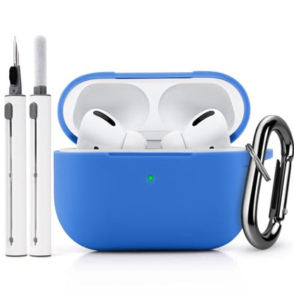 for AirPods Pro/Pro 2 Case Cover with Kit, Soft Silicone Protective Case with Keychain, Deep Blue - color: Deep Blue