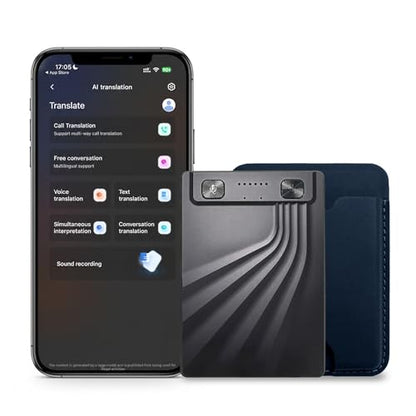 MMQ AI Voice Recorder with Real-Time Interpreter, AI Transcription, Summarize, 120+ Languages, Note Taker and Live Translation for Calls and Meetings, Ultra-Slim, APP Control, Case Included