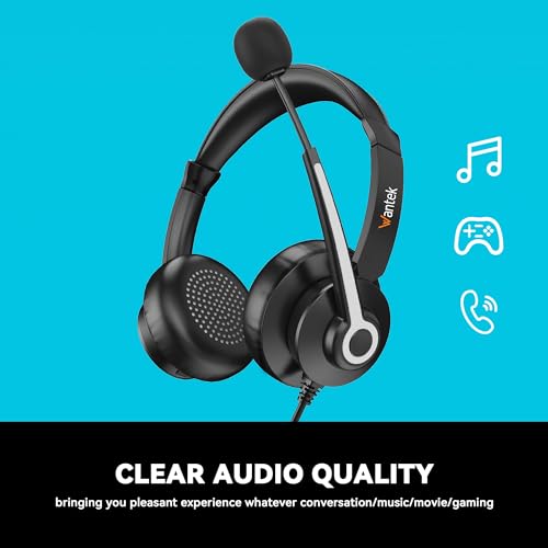 Wantek USB & 3.5mm Headset with Mic for PC/Laptop,Wired Headset with Noise-Cancelling Microphone & Audio Controls Perfect for Home Office Online Class Skype Zoom Call Center Webinar,All Day Comfort - color: USB+3.5mm(Binaural)