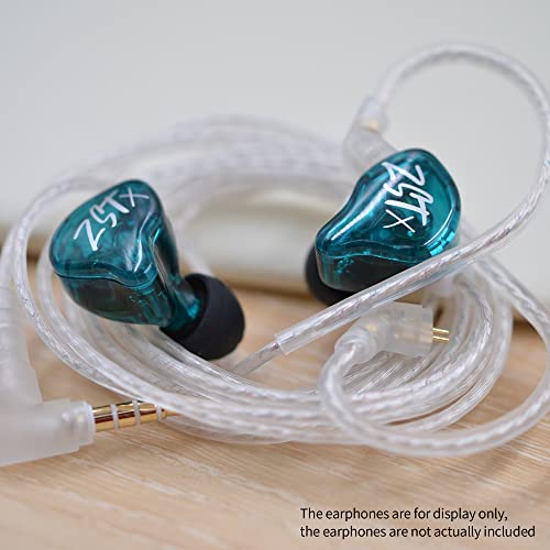 KZ in-Ear Headphones Silver Plated Upgrade Cable Detachable Replacement Cord with 2 pin 0.75mm Replacement Earphone / Earbuds Audio Cable Compatile with (B Pin (KZ-ZST/ZS10/AS10/BA10/ES4/ZSR/AS06))