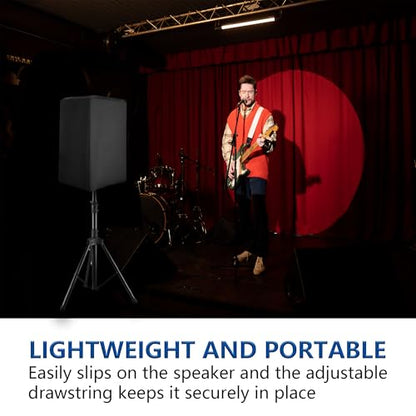 Musiin 15'' Outdoor Speaker Cover, Waterproof UV-Proof Oxford Cloth | Dust-Proof,Bottom Drawstring Fastening Design,Suitable for Upright PA/DJ Speaker Protection Cover(2 Packs)