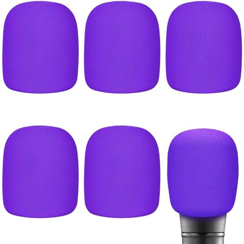 6 PCS Microphone Windscreen Thick Purple Foam Handheld Cover, Mic Covers for Microphones SM58, E835 by Swagwert - color: Purple