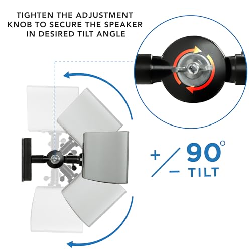 Mount-It! Speaker Mount for Wall and Ceiling, Low Profile Heavy Duty, Anti-Theft, Universal for Channel Surround Sound and Satellite Speakers, Black, 2 Mounts - size: 2 Pack