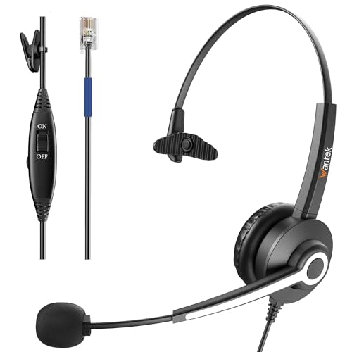 Wantek Cisco Phone Headset for Landline Office Phone,Noise Canceling Microphone and Mute Switch,Telephone Headset Compatible with Cisco IP-7940 7942 7945 7960 7962 7965 7811 7821 8811 8841 8845 8851 - color: Gray