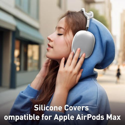 Case Ear Cover for AirPods Max Headphones(USB-C/Lightning)(2024/2020), 2 Set of Headband Cover and Clear Soft TPU Ear Cups Sheel,Scratch Resistant and Condensation Resistant - color: A2-White