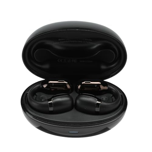 Open Ear Clip-On Earbuds, Bluetooth 5.4 Wireless Headphones IP65 Waterproof Lightweight 16H Playtime Touch Control Earphones Comfort Design for Small Ears&Glasses - color: Black