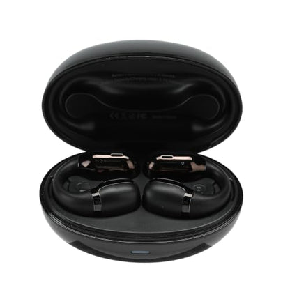 Open Ear Clip-On Earbuds, Bluetooth 5.4 Wireless Headphones IP65 Waterproof Lightweight 16H Playtime Touch Control Earphones Comfort Design for Small Ears&Glasses - color: Black