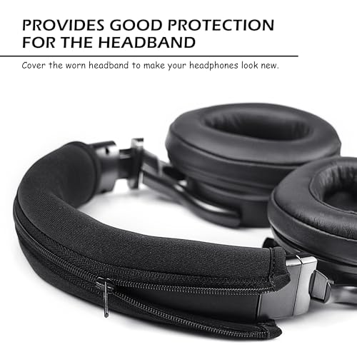 BlingKingdom Headphone Headband Cover, Black Band Cover, 9.2 x 3.1 in | Headphones Band Headband Protector with Zipper, Feels Comfortable, Detachable, Easy Cleaning