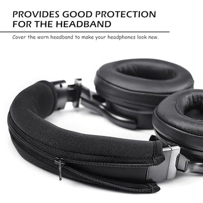 BlingKingdom Headphone Headband Cover, Black Band Cover, 9.2 x 3.1 in | Headphones Band Headband Protector with Zipper, Feels Comfortable, Detachable, Easy Cleaning