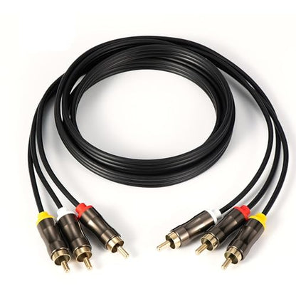 3RCA to 3RCA Cable 10ft, Gold Plated 3RCA AV Cable, High Performance Audio Video Cable for Home Theater, DVD Player, HDTV, Subwoofer - 3m/10ft, Shielded, Lossless Transmission, TPE Jacket