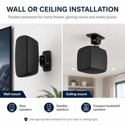 Jumbl Speaker Wall Mount Brackets, 1/4-20 Thread, 2 Pack, Black - color: Black