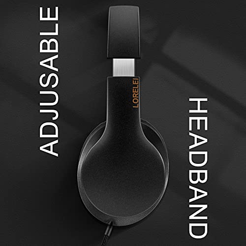 LORELEI X6 Over-Ear Headphones With Microphone, Lightweight Foldable & Portable Stereo Bass With 1.45M No-Tangle Wired for Smartphone Tablet MP3/4 (Black-Gold) - color: Black-Gold