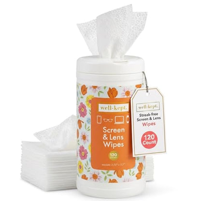 Spring Break Tech & Lens Wipes canister for Glasses & Phones, 120 Count | Pre-moistened, lint-free wipes remove smudges without streaks or scratches. Safe for lenses, phones, tablets & screens - color: Spring Break