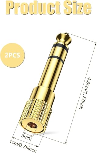 HAZEX Headphone Jack Adapter, 3.5mm to 6.35mm Audio Jack, 3.5 to 6.35 Adapter Gold Plated for Keyboard Digital Piano Amplifier Earphone 2 Pack