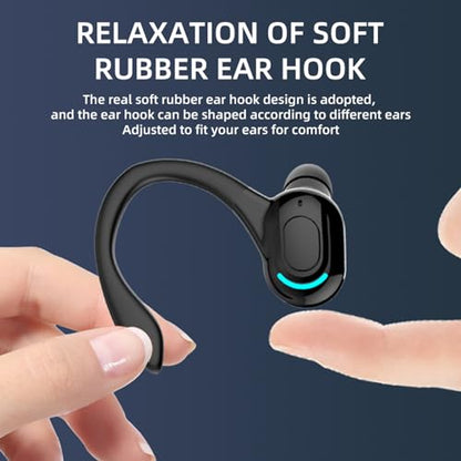 Wireless Earbuds with Earhooks Single Bluetooth Earpiece Sports Headphones Over the Ear Running Workout Wrap Around Earbuds 20H Long Battery Life Waterproof Noise Cancelling Headset for Android iOS - color: Blue