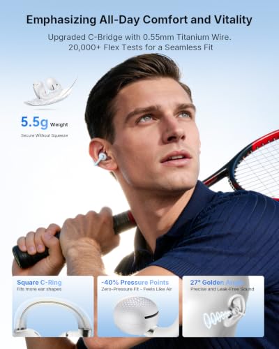 EarFun Clip 2 Open Ear Earbuds, Clip On Headphones, LDAC, Hi-Res Audio, 12mm Titanium Driver, 4 Mics AI Clear Call, AI Translation Earbuds, Secure Fit, 40H Playtime, Bluetooth 6.0 for Running, White - color: White